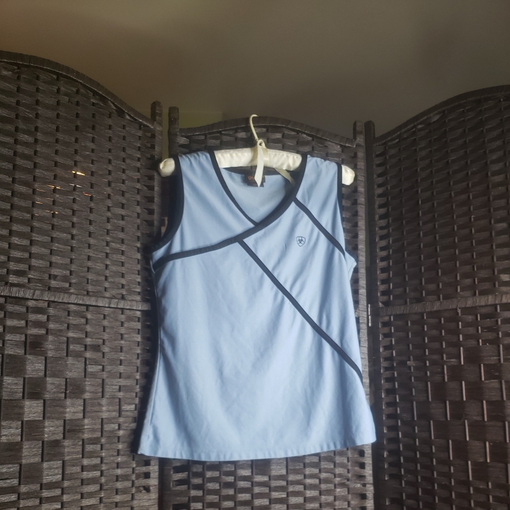 Ariat Baby Blue Tank Top Size S Womans mesh back